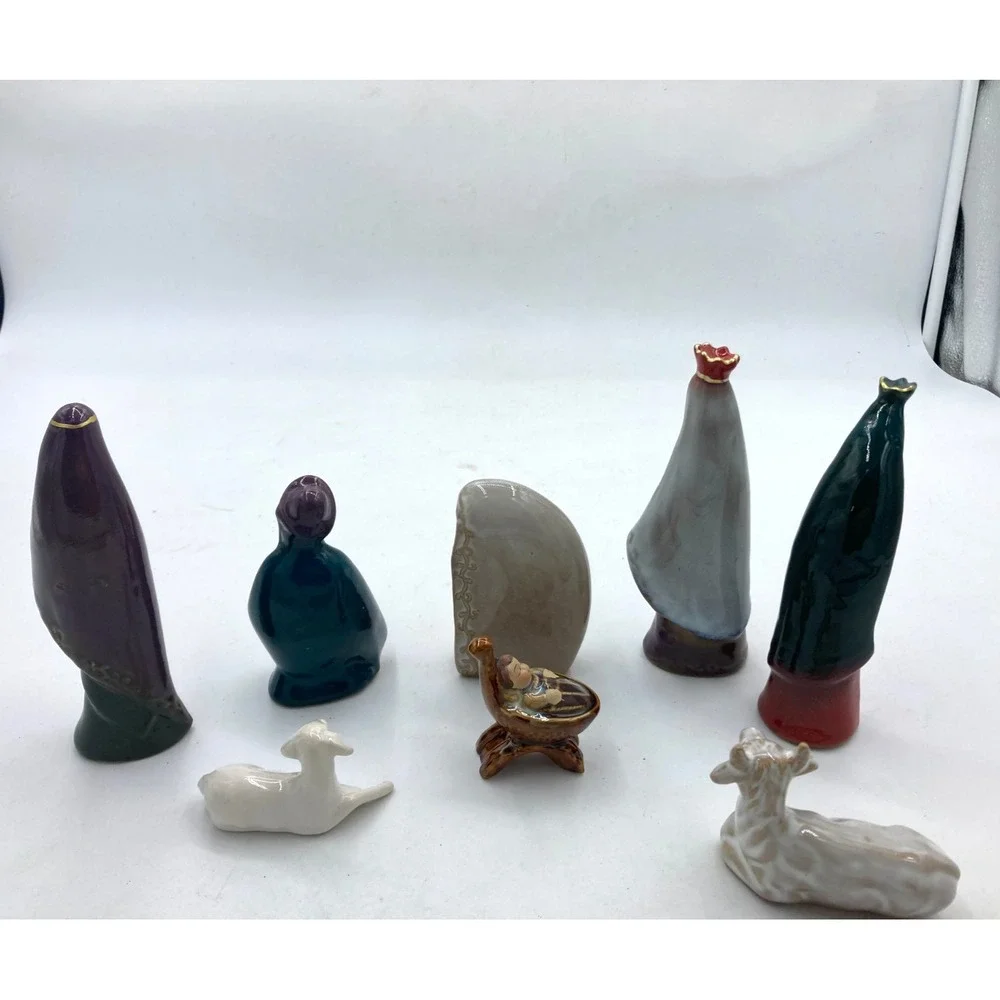 Creative Co-Op Ceramic Nativity Scene, Replacement Pieces, Mary‎ Baby Jesus 8 pc